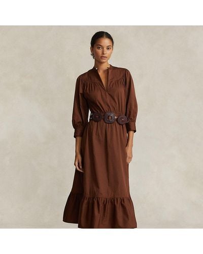 Polo Ralph Lauren Cotton Broadcloth Dress - Brown