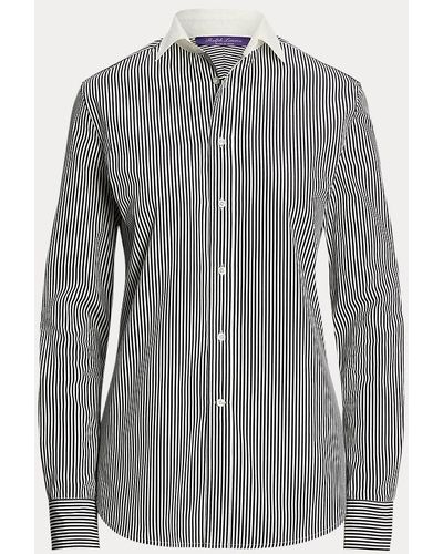 Ralph Lauren Collection Destry Gestreept Katoenen Overhemd - Grijs