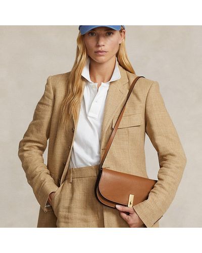 Polo Ralph Lauren Mittelgroße Clutch Polo ID aus Leder - Natur