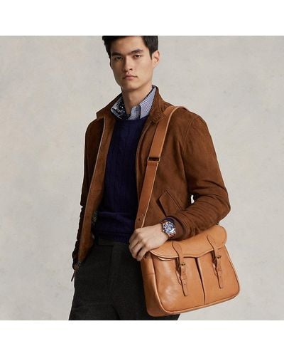 Ralph Lauren Heritage Leather Messenger Bag - Brown