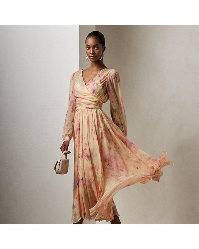 Ralph Lauren Collection Abito Skielar in chiffon a fiori - Rosa