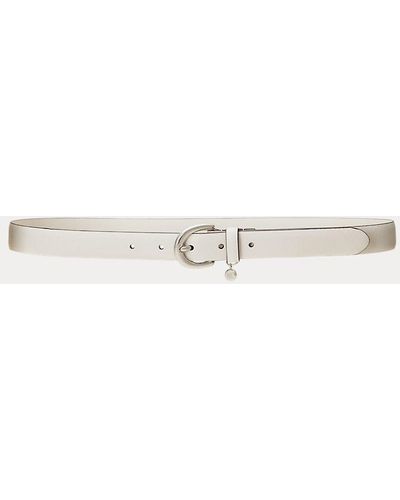 Lauren by Ralph Lauren Gearceerd Leren Riem Met Bedeltje - Naturel