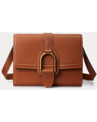 Ralph Lauren Collection Kalfsleren Welington Crossbodyportemonnee - Bruin