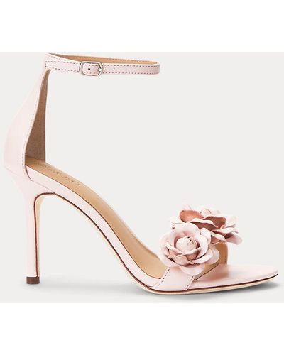 Lauren by Ralph Lauren Sandales Allie en cuir nappa avec fleurs - Rose