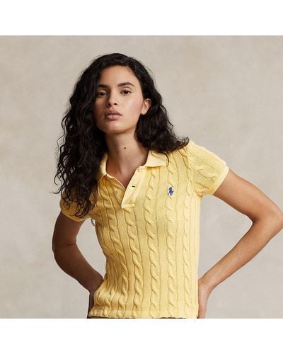 Polo Ralph Lauren Poloshirt mit Zopfmuster - Mettallic