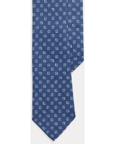Polo Ralph Lauren Corbata de lino con motivo de cuadros - Azul