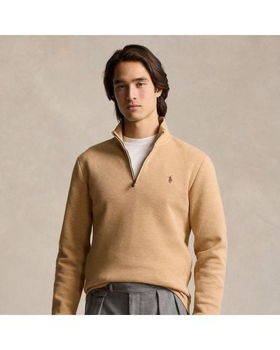 Polo Ralph Lauren Piqué-Pullover mit Viertelreißverschluss - Natur