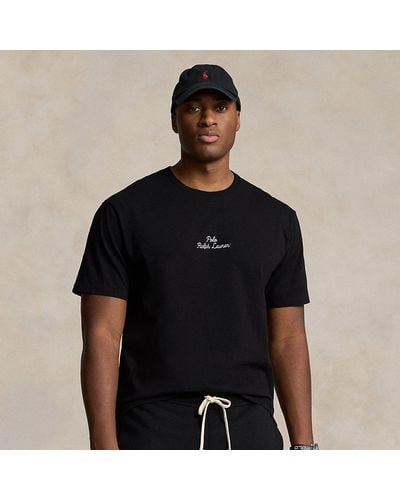 Ralph Lauren Große Größen - Jersey-T-Shirt mit gesticktem Logo - Schwarz