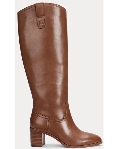 Lauren by Ralph Lauren Carla Burnished Leather Tall Boot - Brown