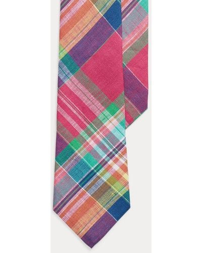 Polo Ralph Lauren Cravate écossaise en lin - Rose