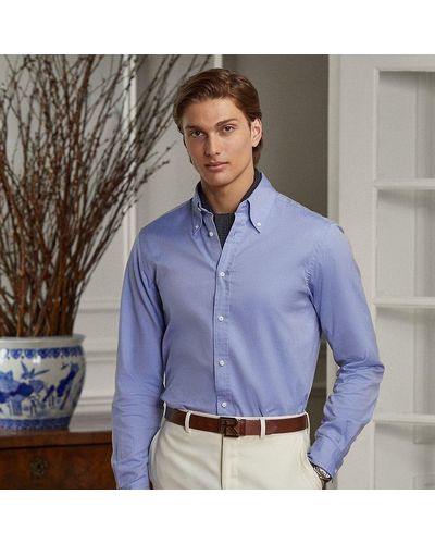 Ralph Lauren Purple Label Vorgewaschenes Oxfordhemd - Blau