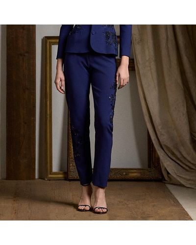 Ralph Lauren Collection Pantalón Ramona De Lana Con Adornos - Azul