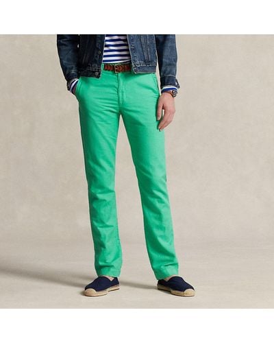 Ralph Lauren Straight Fit Linen-cotton Pant - Green