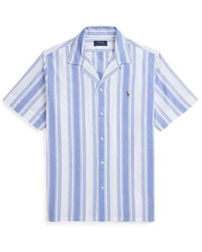 Polo Ralph Lauren Classic Fit Striped Oxford Camp Shirt - Blue