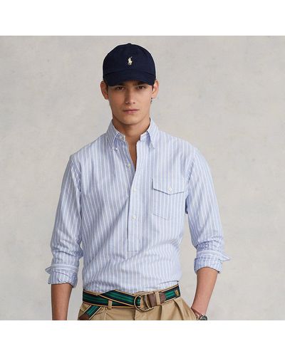 Polo Ralph Lauren Classic Fit Striped Oxford Popover Shirt - Blue