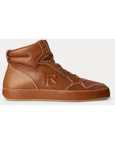 Ralph Lauren Collection Hoher Sneaker Jaemyn aus Kalbsleder - Braun