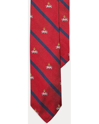 Polo Ralph Lauren Cravate club rayée en reps de soie - Rouge
