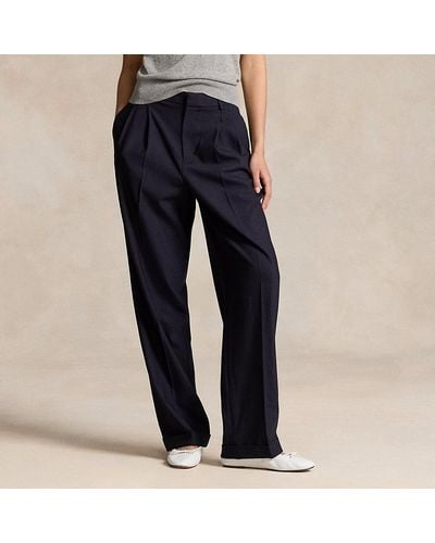 Polo Ralph Lauren Wool-blend Wide-leg Trouser - Blue