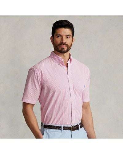 Ralph Lauren Große Größen - Gestreiftes Seersucker-Hemd - Pink