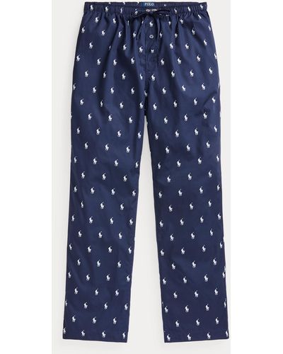 Polo Ralph Lauren Pantalon de pyjama en sergé de coton - Bleu