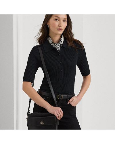 Lauren by Ralph Lauren Sac appareil photo Marcy moyen en cuir - Noir