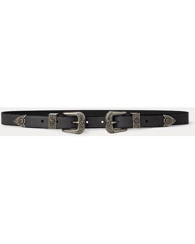 Polo Ralph Lauren Western Calfskin Double-buckle Belt - Black
