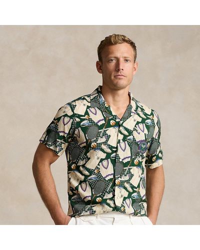Polo Ralph Lauren Wimbledon Classic Fit Print Camp Shirt - Green