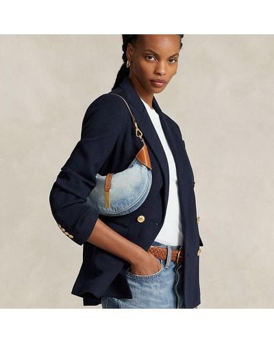 Ralph Lauren Polo Id Denim-leather Mini Shoulder Bag - Blue