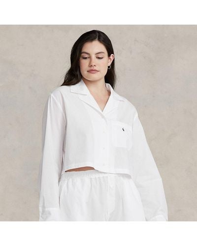 Polo Ralph Lauren Crop Top & Boxer Poplin Pyjama Set - White