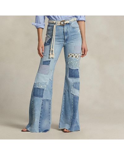 Ralph Lauren Patchwork-Jeans mit ausgestelltem Bein - Blau