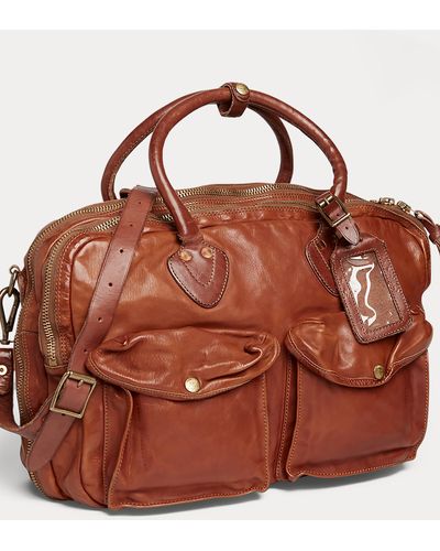 RRL Leather Cargo Bag - Brown