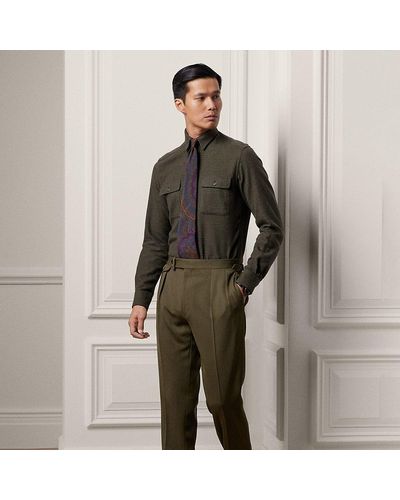Ralph Lauren Purple Label Pantaloni Gregory in lana fatti a mano - Verde