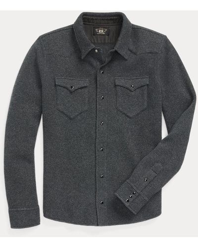 RRL Cashmere Western Shirt Jumper - Grey