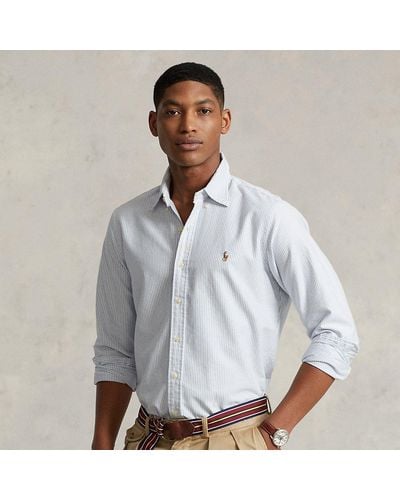 Ralph Lauren Custom Fit Striped Oxford Popover Shirt for Men | Lyst
