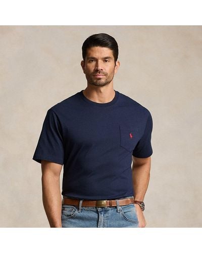 Ralph Lauren Polo Ralph Lauren - Tallas Grandes - Camiseta en punto de algodón con bolsillo - Azul