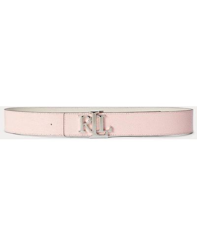 Lauren by Ralph Lauren Logo Reversible Lizard-embossed Belt - Pink