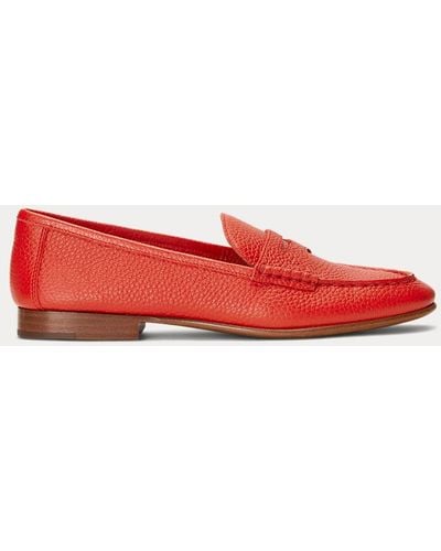 Polo Ralph Lauren Mocassins penny loafer en cuir chagrin - Rouge