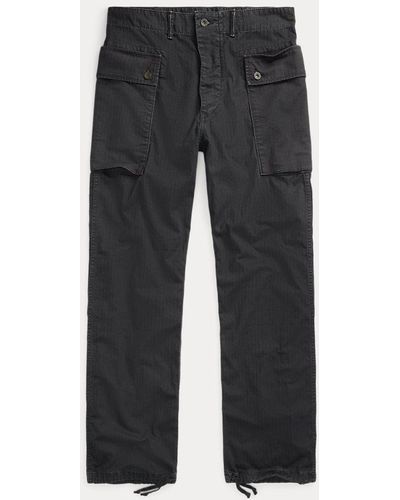 RRL Twill-Cargohose mit Fischgratmuster - Grau