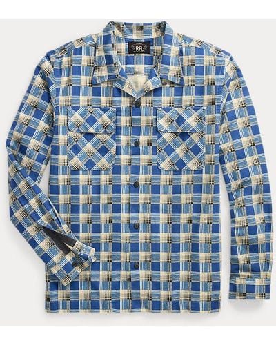 RRL Camisa de gamuza de manga corta - Azul