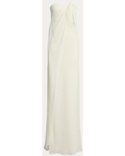 Ralph Lauren Collection Brigitta Linen Voile Evening Dress - White