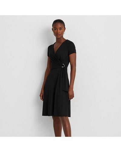 Lauren by Ralph Lauren Surplice Jersey Dress - Black