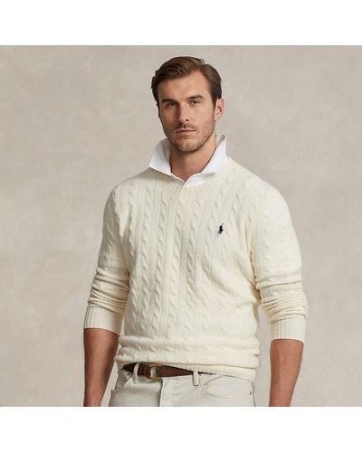 Ralph Lauren Große Größen - Woll-Kaschmir-Pullover mit Zopfmuster - Natur