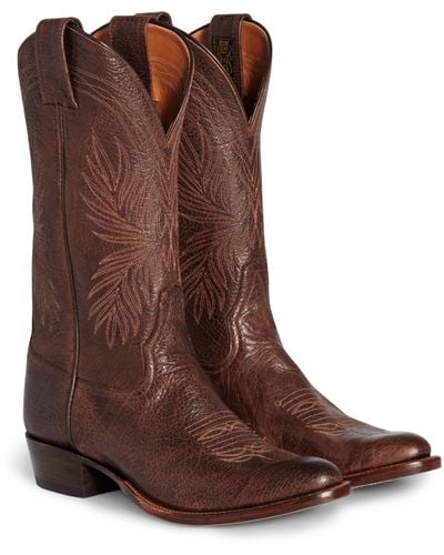 RRL Plainview Leather Cowboy Boot - Brown