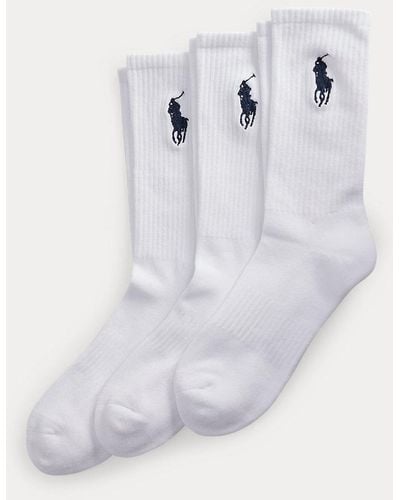 Ralph Lauren Polo 3 Pack Big Polo Pony Crew Sock - White