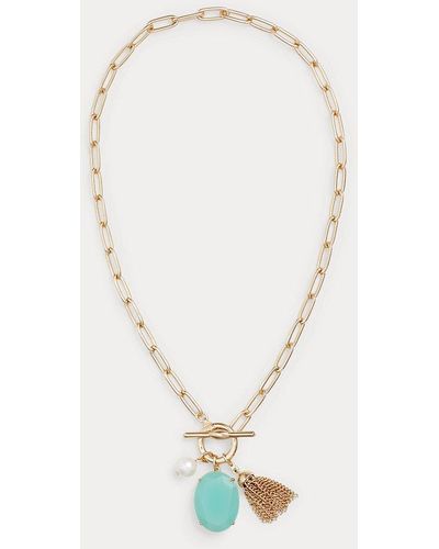 Lauren by Ralph Lauren Stone & Pearl Pendant Necklace - Metallic