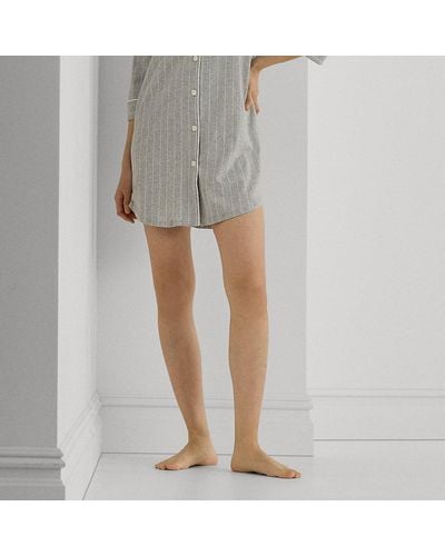 Lauren by Ralph Lauren Striped Cotton Jersey Sleep Shirt - Grey