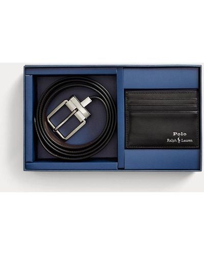 Polo Ralph Lauren Set mit Ledergürtel und Kartenetui - Blau
