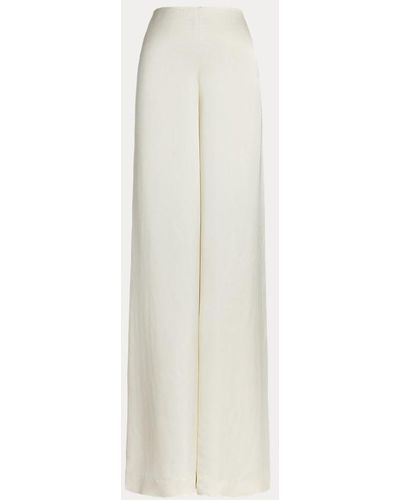 Ralph Lauren Collection Daria Washed Satin Wide-leg Trouser - White