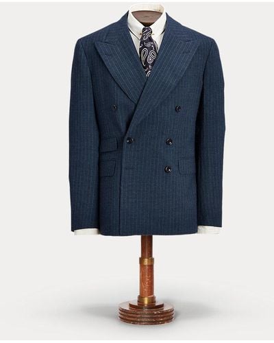 RRL Chaqueta de traje de lana con rayas - Azul