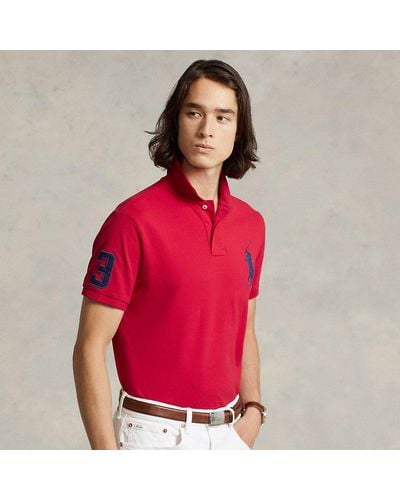 Ralph Lauren Big Pony Custom Slim Fit Mesh Polo Shirt - Red